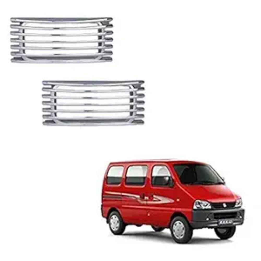 Generic Set Of 2 Stylish Car Side Lamp/Indicator Rim Sticker Grill/Jali Type Chrome Finishing Silver Cover Auto Car Exterior Accessories (Multicolor)