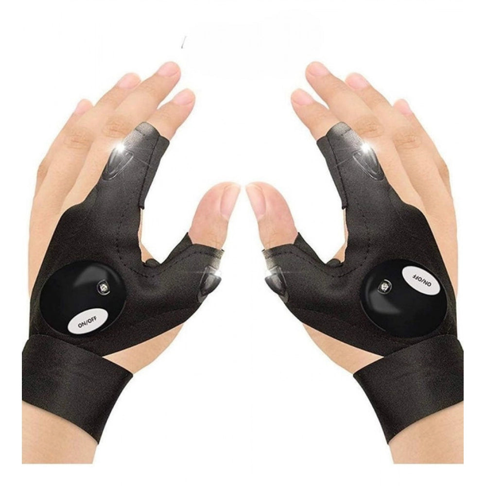 Generic Pack of 2 LED Flashlight Gloves (Black)