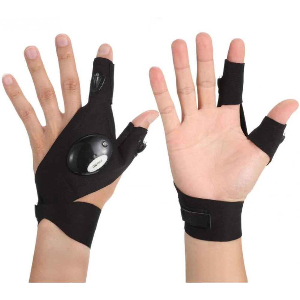 Generic Pack of 2 LED Flashlight Gloves (Black)