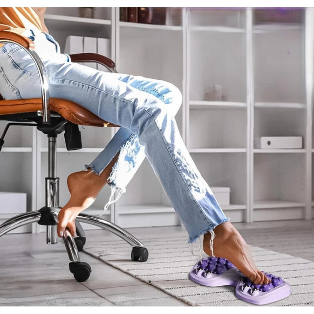 Generic Pack of 2 Portable Double Foot Massage Roller (Purple)