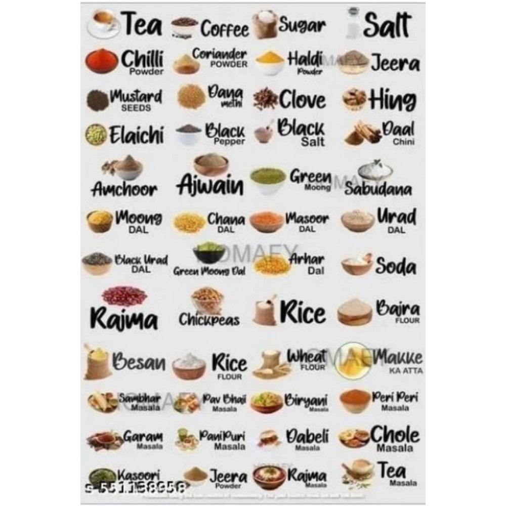 Generic Pack of 3 Kitchen Masala Sticker (Multicolor)