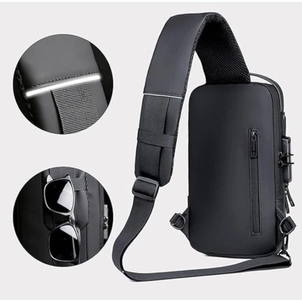Generic Waterproof Sling Cross Backpack Bag (Black)