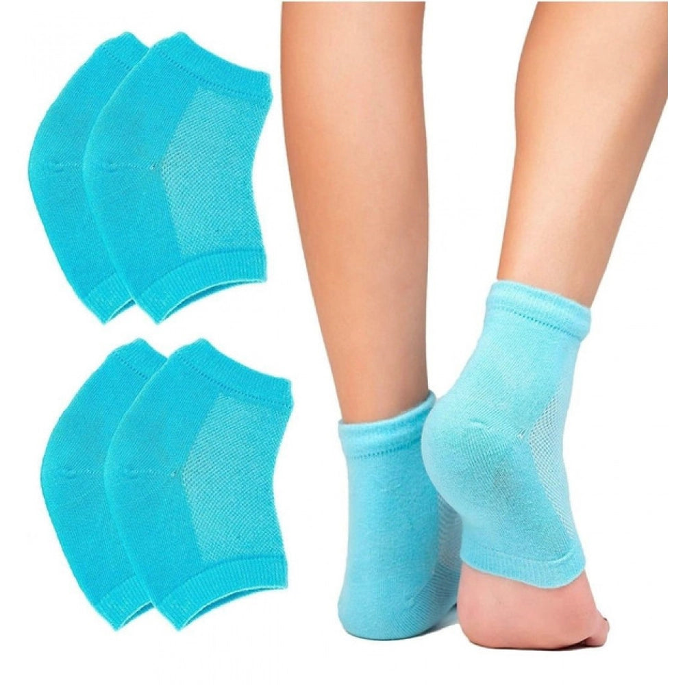 Generic Pack of 2 Half Gel Cotton Heel Socks (Blue)