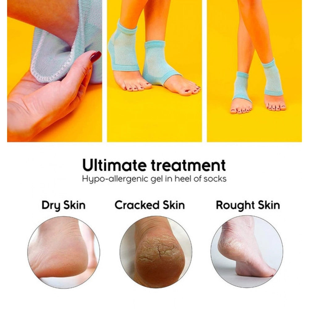 Generic Pack of 2 Half Gel Cotton Heel Socks (Blue)
