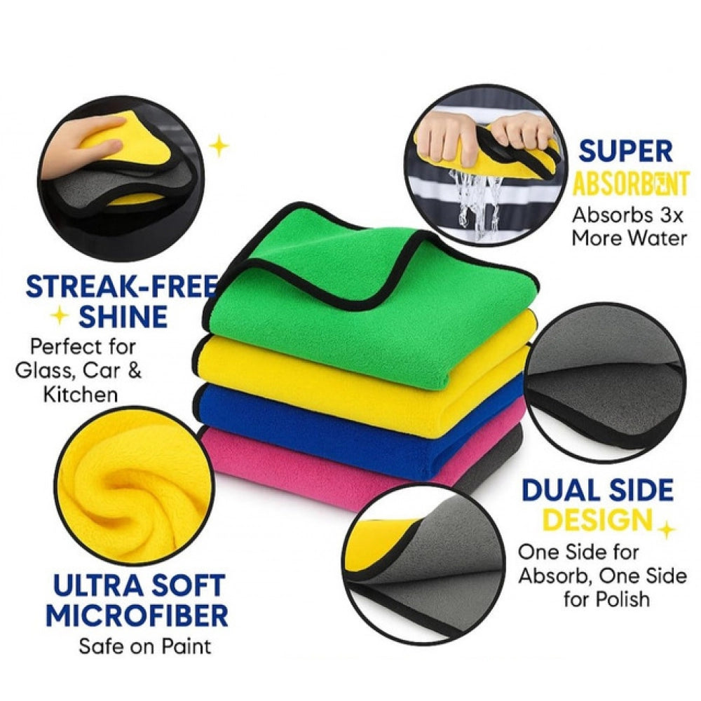 Generic Pack of 3 Microfiber Car Cleaning Towel (Multicolor)