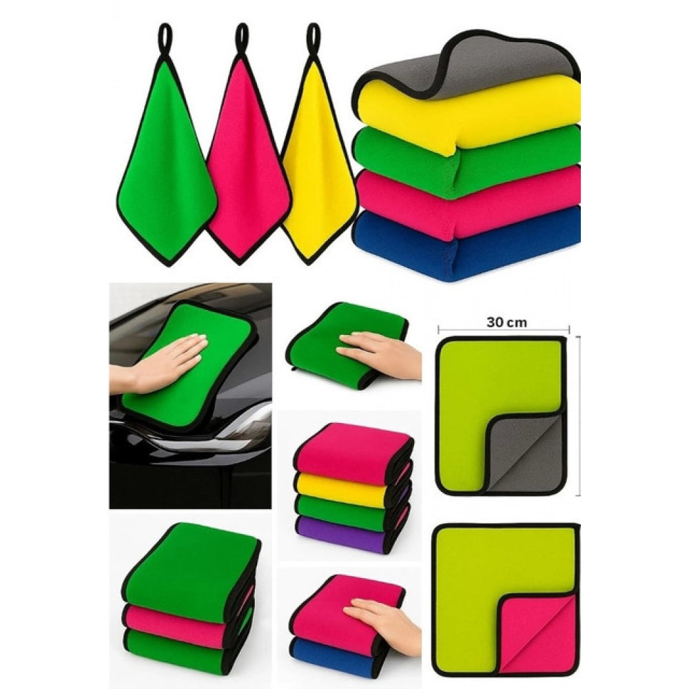 Generic Pack of 3 Microfiber Car Cleaning Towel (Multicolor)