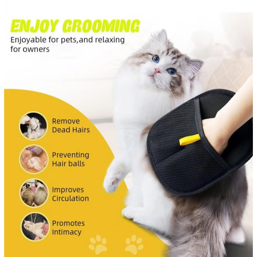 Generic Pack of 2 Cat Dog Hair Remover Gloves (Black)