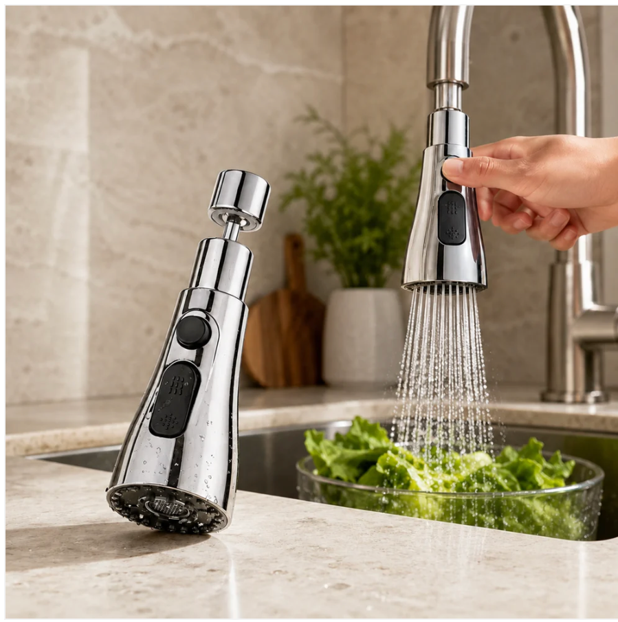 3-Function Kitchen Faucet Sprayer – Pull Down Sink Tap