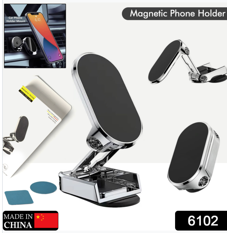 Magnetic Car Phone Holder – 360° Rotating Metal Mount