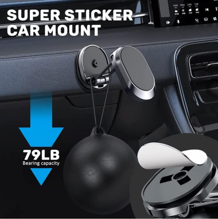 Magnetic Car Phone Holder – 360° Rotating Metal Mount