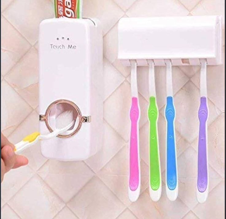 Automtic Toothpaste Dispenser and Toothbrush Holder